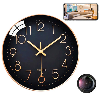 Mini Kamera WiFi ukryta w eleganckim zegarze ściennym Quartz z podglądem na żywo
